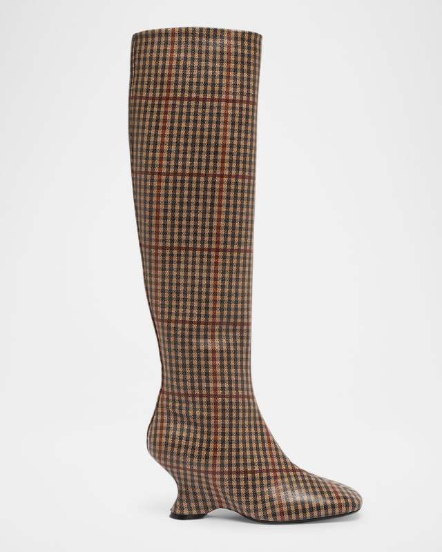 Glove Leather Wedge Knee Boots